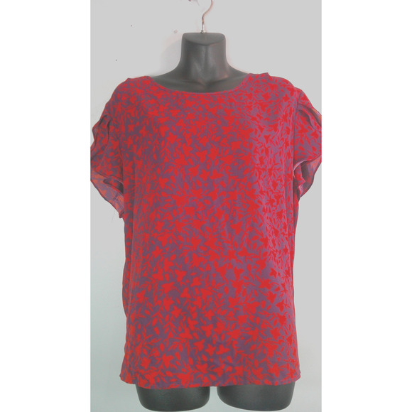 41 Hawthorne Women's XL Floral Short sleeve Blouse Plum & Rust - Picture 1 of 6